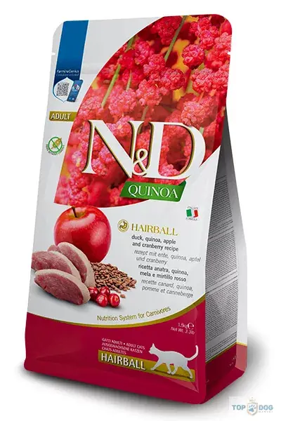 Exkluzív ajánlat N&D Cat Quinoa Hairball Adult 300gr (szőrlabdák kialakulásának megelőzésére)