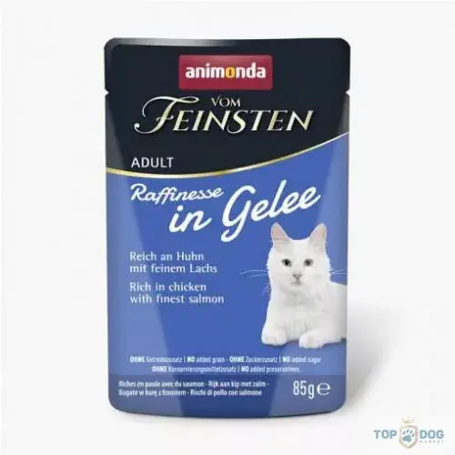 Animonda Vom Feinsten Adult (Raffinesse in Jelly) alutasakos csirke+lazaccal- Felnőtt macskák részére 85gr Szuper akció