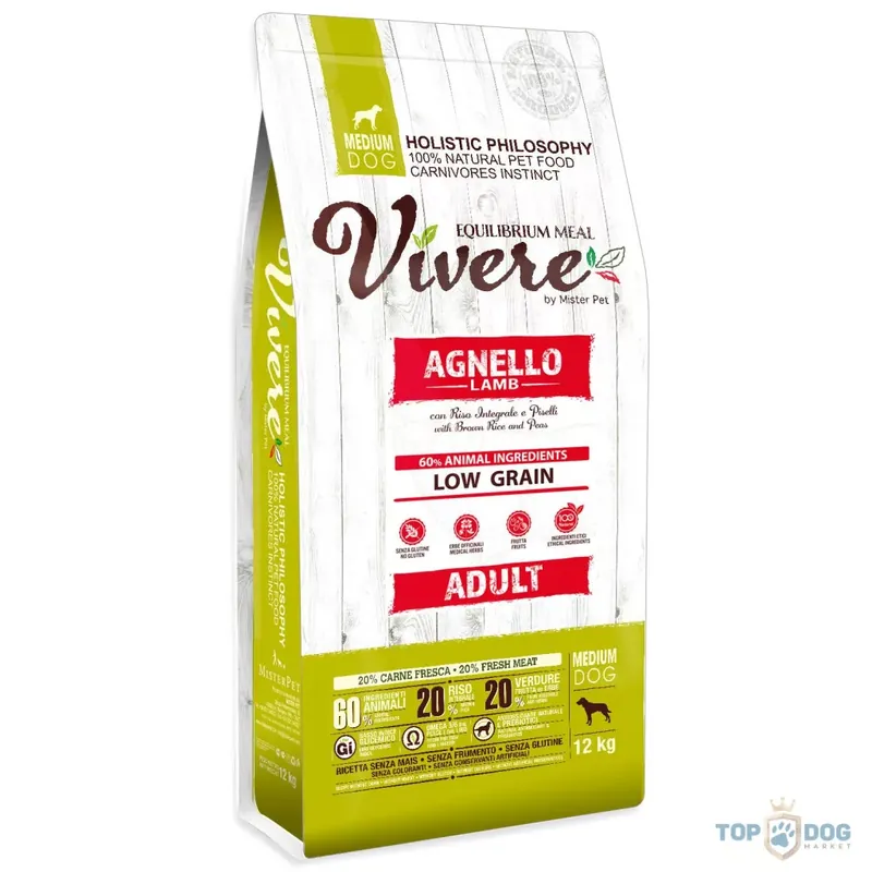 Vedd meg online Vivere Low Grain Adult Medium Lamb 12kg
