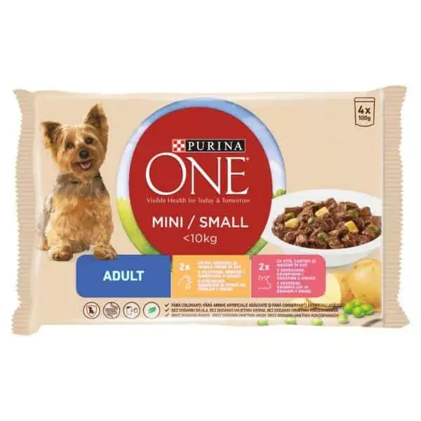 PURINA ONE MINI/SMALL Marhával és csirkével szószban 4x100g Vedd meg online