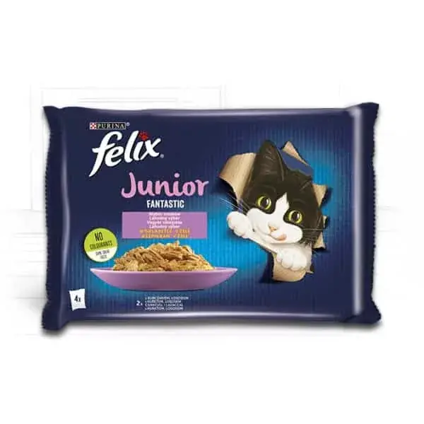 Árengedmény FELIX FANTASTIC Junior Multipack - csirke és lazac zselében 4x85g