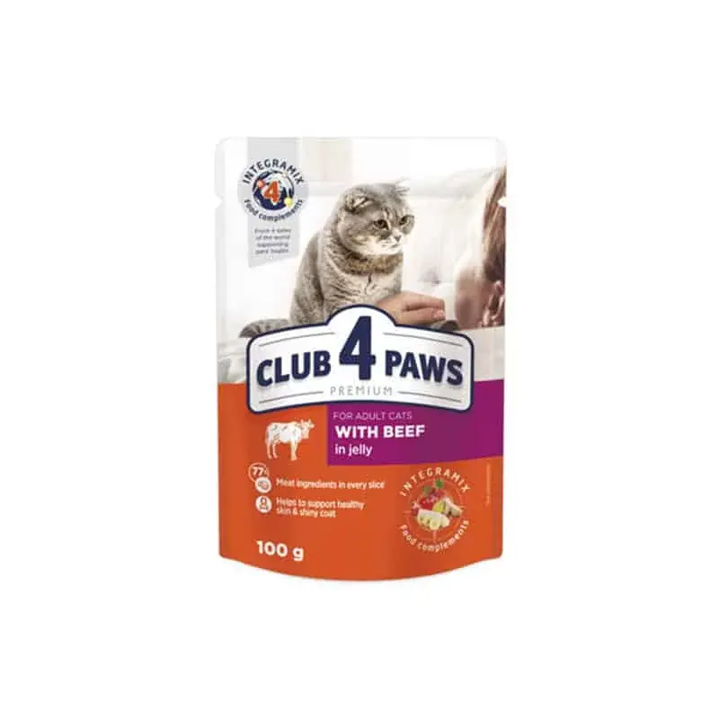 CLUB 4 PAWS PREMIUM CAT NEDVES ELEDEL MARHA JELLY 100G Szuper ajánlat