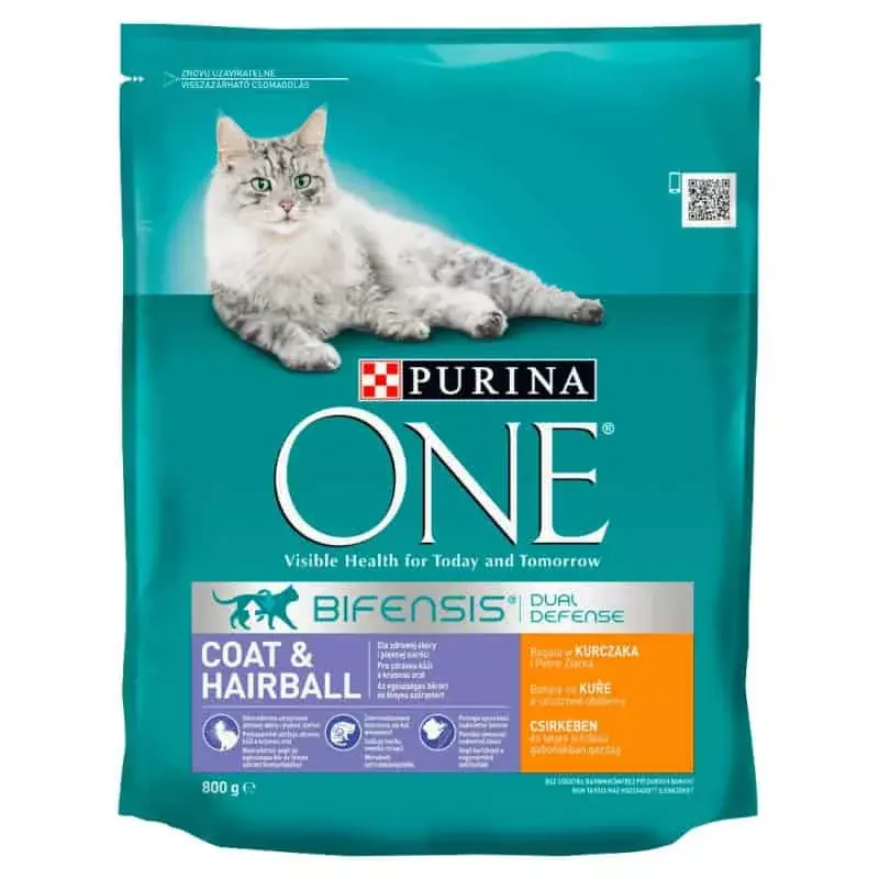 Purina One Cat Coat & Hairball száraz macskatáp csirke és gabona 800g Exkluzív ajánlat