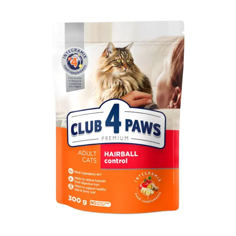 CLUB 4 PAWS PREMIUM CAT HAIRBALL SZÁRAZ TÁP CSIRKE 300G Gyors kiszállítás