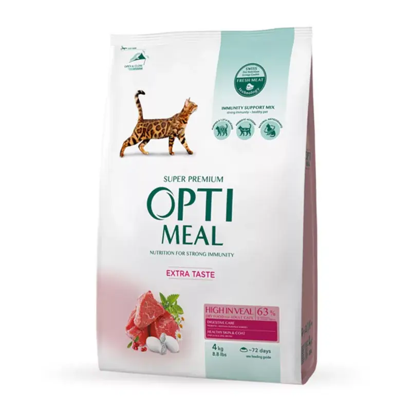 Kedvezmény OPTIMEAL CAT SZÁRAZ MACSKATÁP BORJÚ 4KG