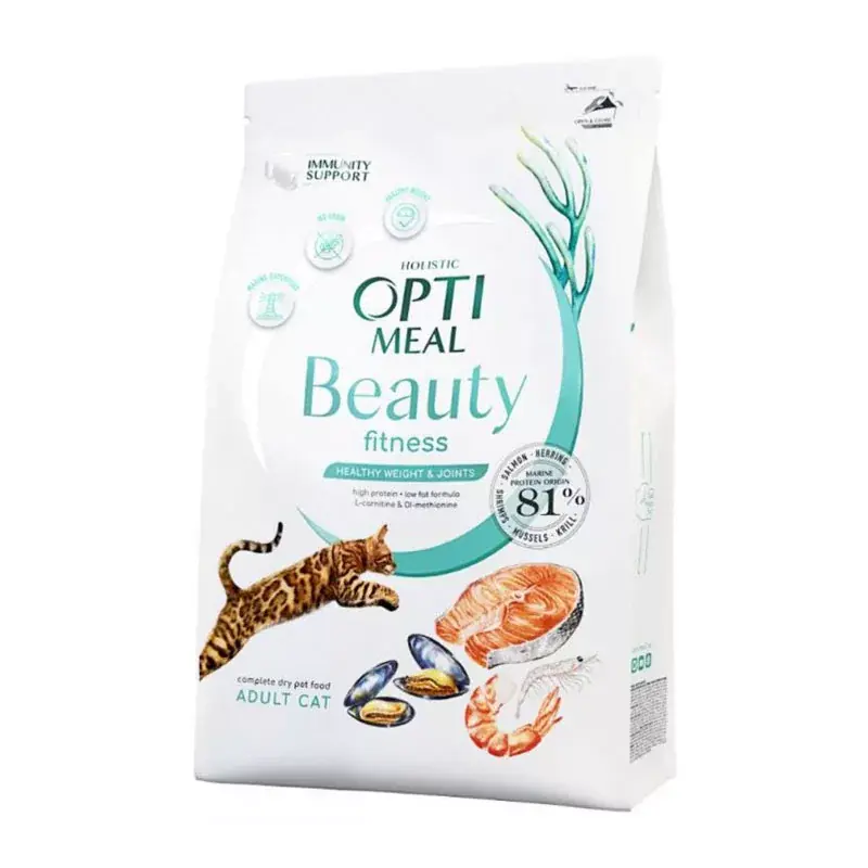 Vedd meg online OPTIMEAL CAT BEAUTY FITNESS SZÁRAZ MACSKATÁP TENGER GYÜMÖLCSEIVEL 4KG