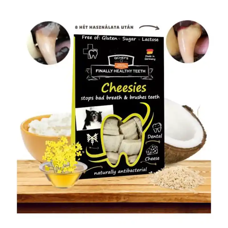 QCHEFS CHEESIES FOGTISZTÍTÓ JUTALOMFALAT KUTYÁKNAK 65G Akció