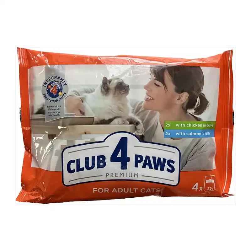 CLUB 4 PAWS PREMIUM CAT NEDVES ELEDEL CSIRKE ÉS LAZAC 2-2db (4x85g) Legkelendőbb
