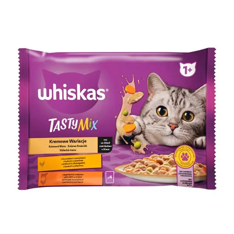 WHISKAS CAT POUCH CREAMY TASTYMIX 4X85G CSI-BÁR-PULY Expressz kézbesítés
