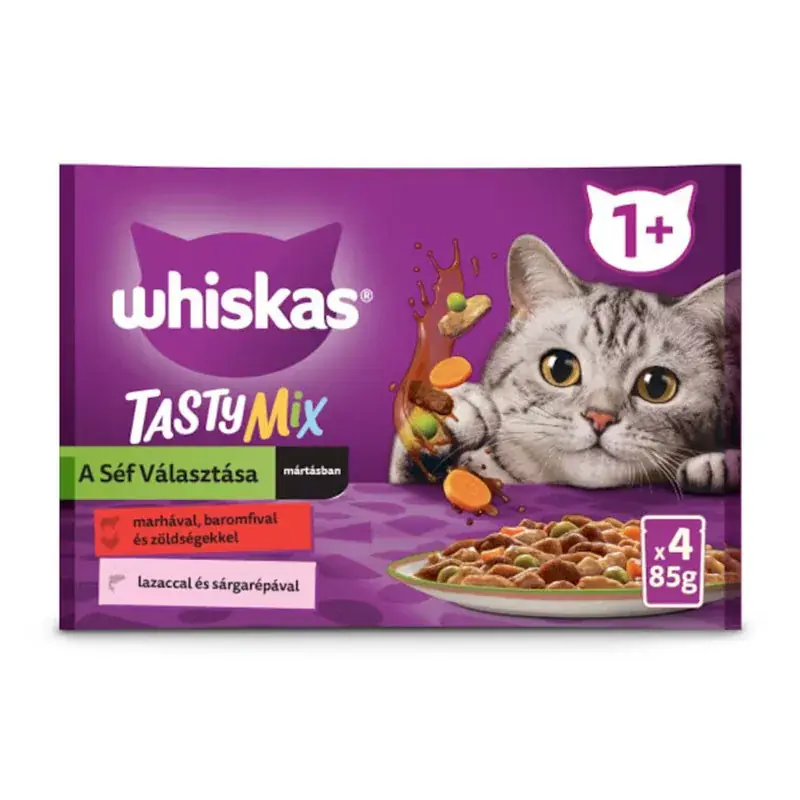 WHISKAS CAT POUCH TASTY 4X85G CHEF‘S CHOIC Újdonság