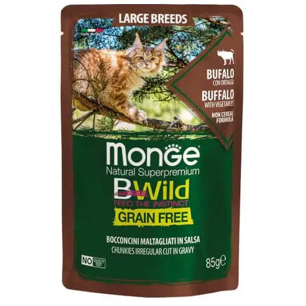 Monge Cat Bwild Bivaly zöldségekkel szószban 85g Kedvezményes ár