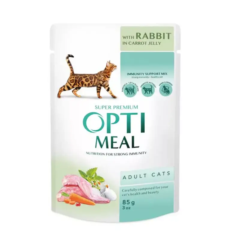 Biztonságos fizetés OPTIMEAL CAT POUCH 85G NYÚL JELLY