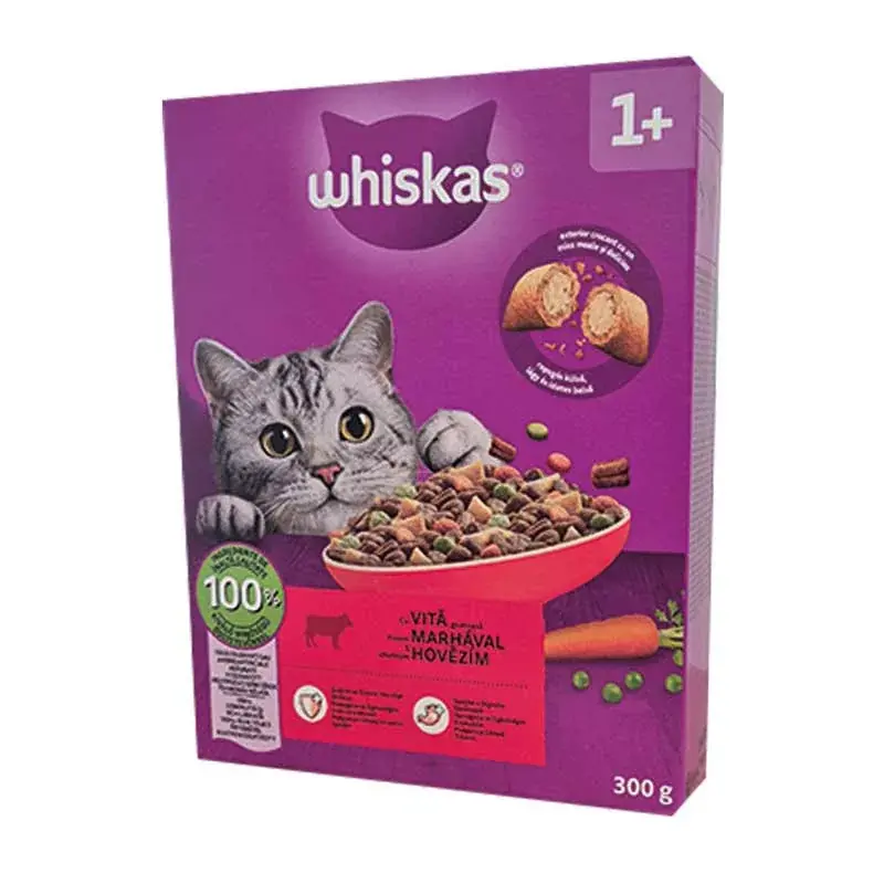 Akció WHISKAS CAT SZÁRAZ 300G MARHA DOBOZ