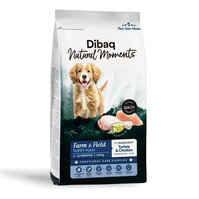 Expressz kézbesítés Dibaq Natural Moments DOG FARM&FIELD PUPPY MAXI 12KG PULYKA-CSIRKE