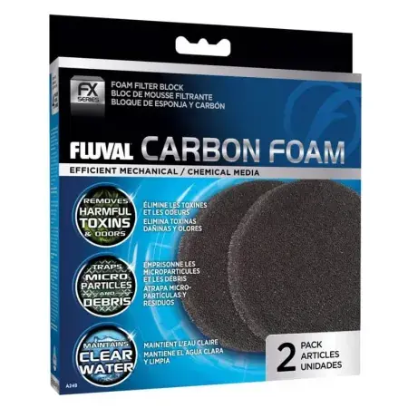 Hagen Fluval FX2/FX4/FX5/FX6 Carbon Foam - külső szűrőhöz aktív szénnel itatott szivacs (2 db) Ne maradj le